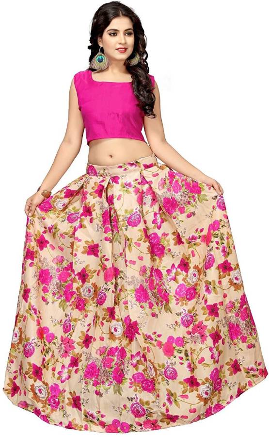 Floral Print Semi Stitched Lehenga Choli Price in India