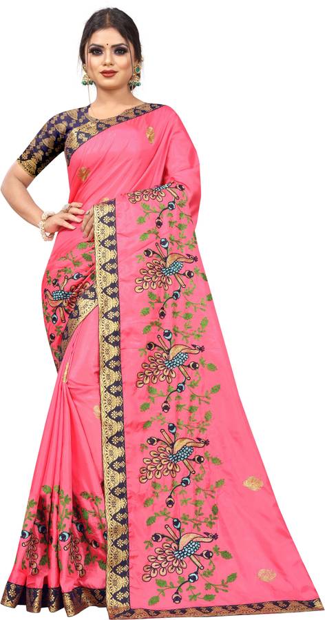 Embellished, Self Design Banarasi Silk Blend Saree