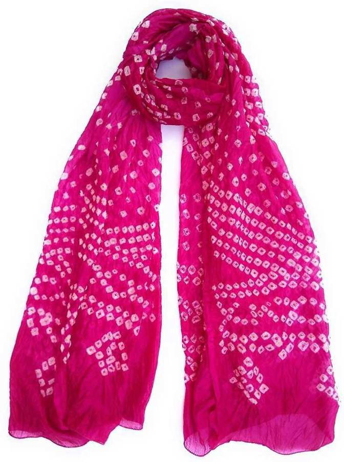 Art Silk Self Design Pink Women Dupatta