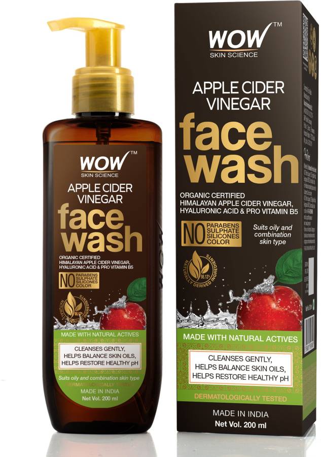 WOW SKIN SCIENCE Apple Cider Vinegar  - with Organic Certified Himalayan Apple Cider Vinegar - For Cleansing Skin, Balancing Skin Oils- No Parabens, Sulphate, Silicones & Color Face Wash Price in India