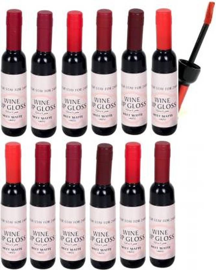 villosa Waterproof Wine liquid lip gloss Set of-12A (Multicolor, 8 ml) Price in India