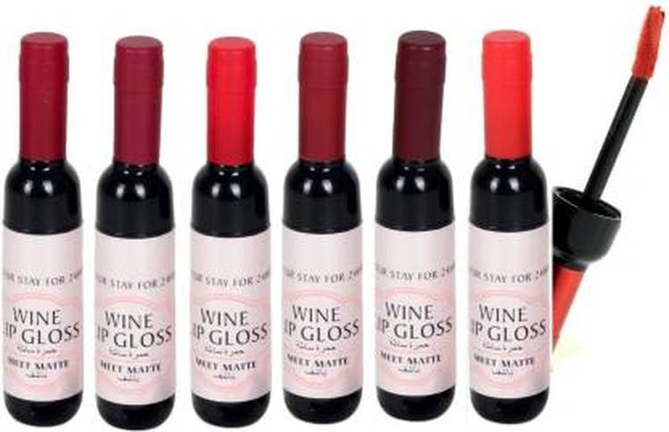 villosa Wine Lip Gloss Lipstick Meet Matte 24Hours Set Of-6 (Multicolour, 48 ml) Price in India