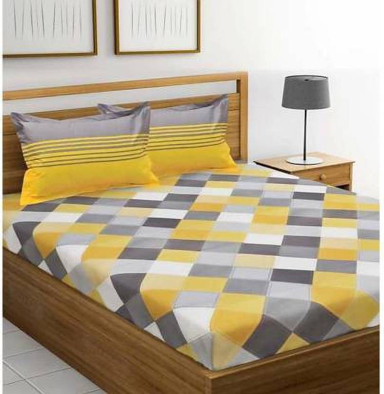 Ravani International 260 TC Cotton Double King Checkered Bedsheet