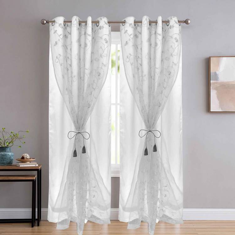 JVIN FAB 152.4 cm (5 ft) Polyester Window Curtain (Pack Of 2)