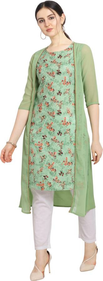 Women Printed Georgette, Poly Crepe A-line Kurta