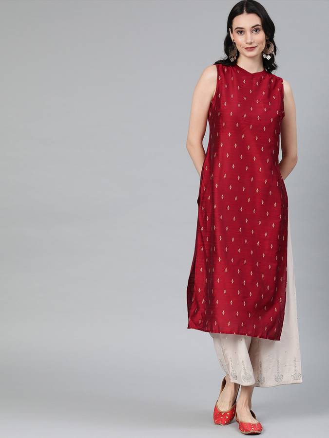 Women Printed Viscose Blend Straight Kurta