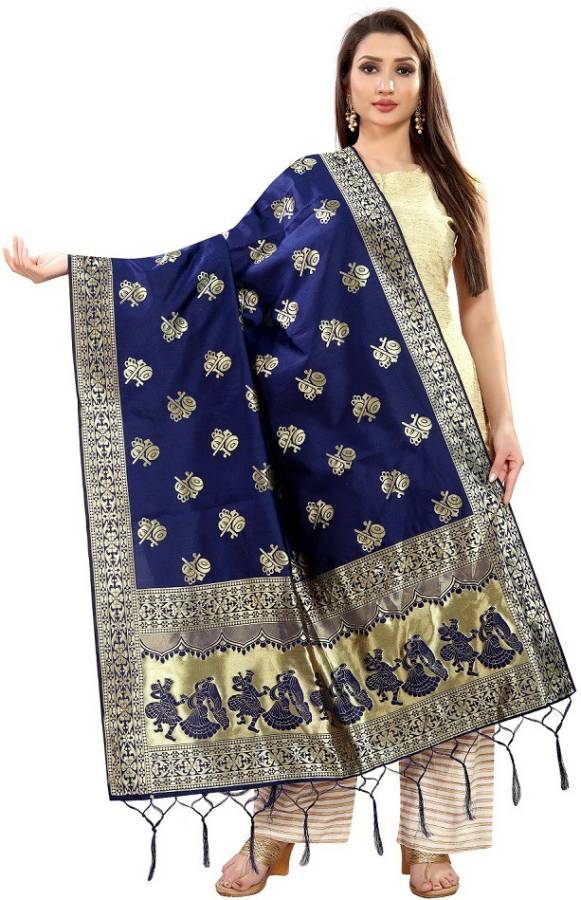 Jacquard Woven Dark Blue Women Dupatta