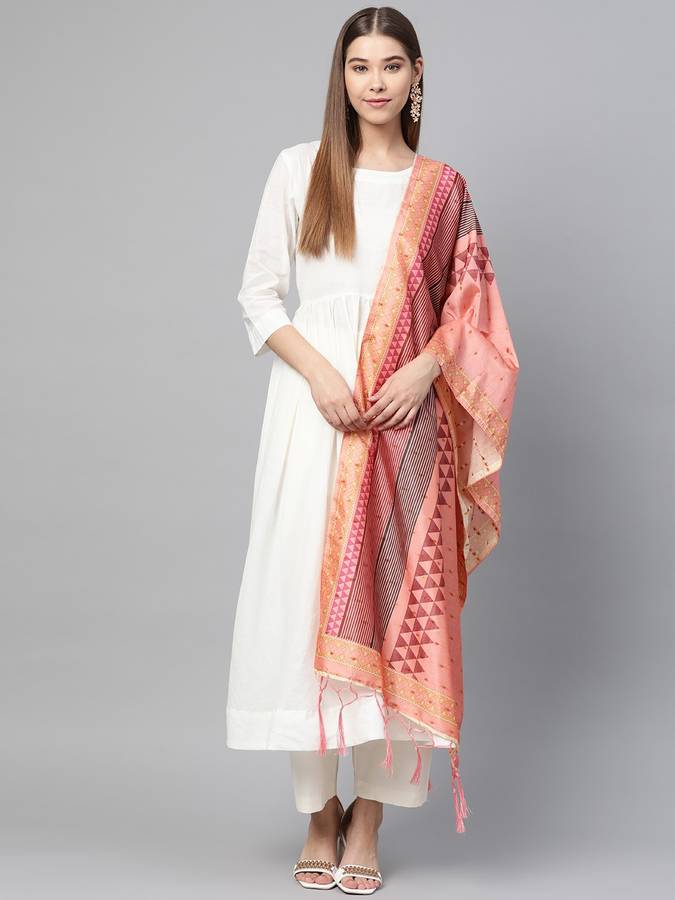 Silk Blend Printed Pink Women Dupatta