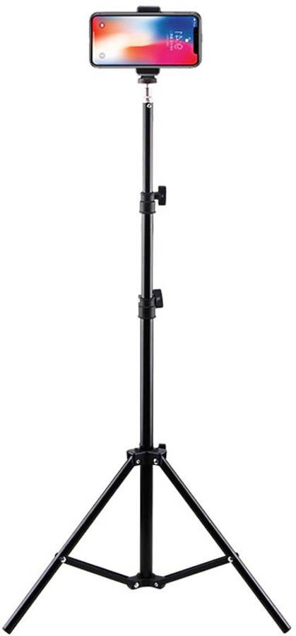 KLUZIE 6.9" feet (200cm) strong Metal mobile phone tripod/camera stand,beauty ring fill light stand, photography umbrella ,selfie video recording [2.1 meters tripod] with mobile holder clip Tripod, Tripod Bracket