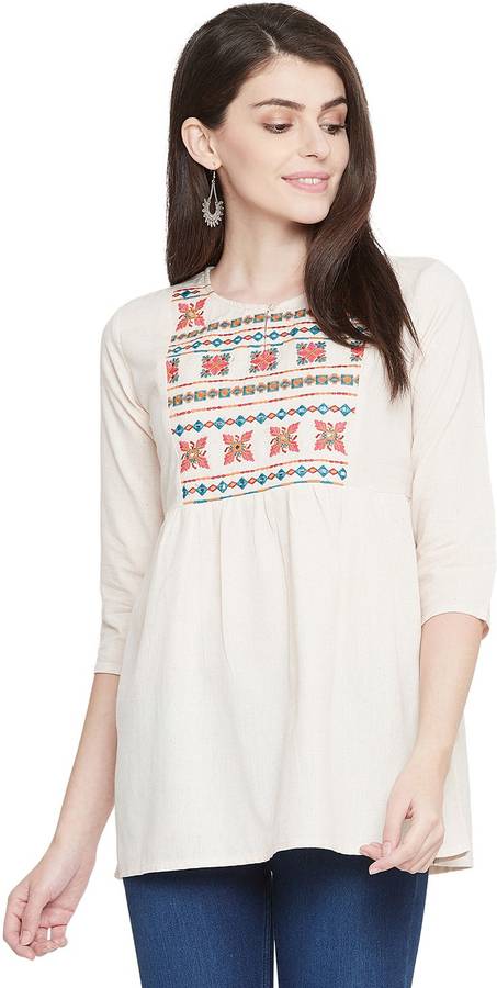 Women Embroidered Cotton Blend A-line Kurta