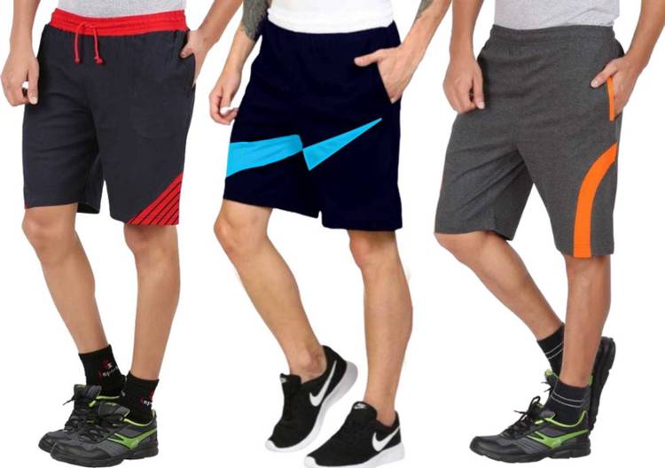 Solid Men Blue, Black, Grey Regular Shorts