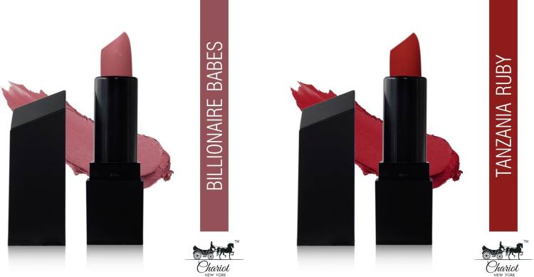 Chariot New york Billionaire Babes(French Rose) Tanzania Ruby (Ruby Red) Cream Matte Lipsticks Price in India