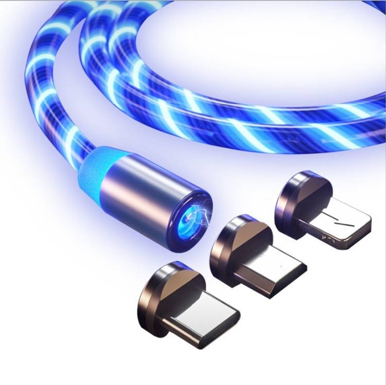 Manogyam 1M Glowing Cable Mobile Phone Charging Cables Micro USB Type C Charger LED Magnetic Cable Type C Micro USB Magnetic Charging Cable For All Android And ISO 1 m USB Type C Cable