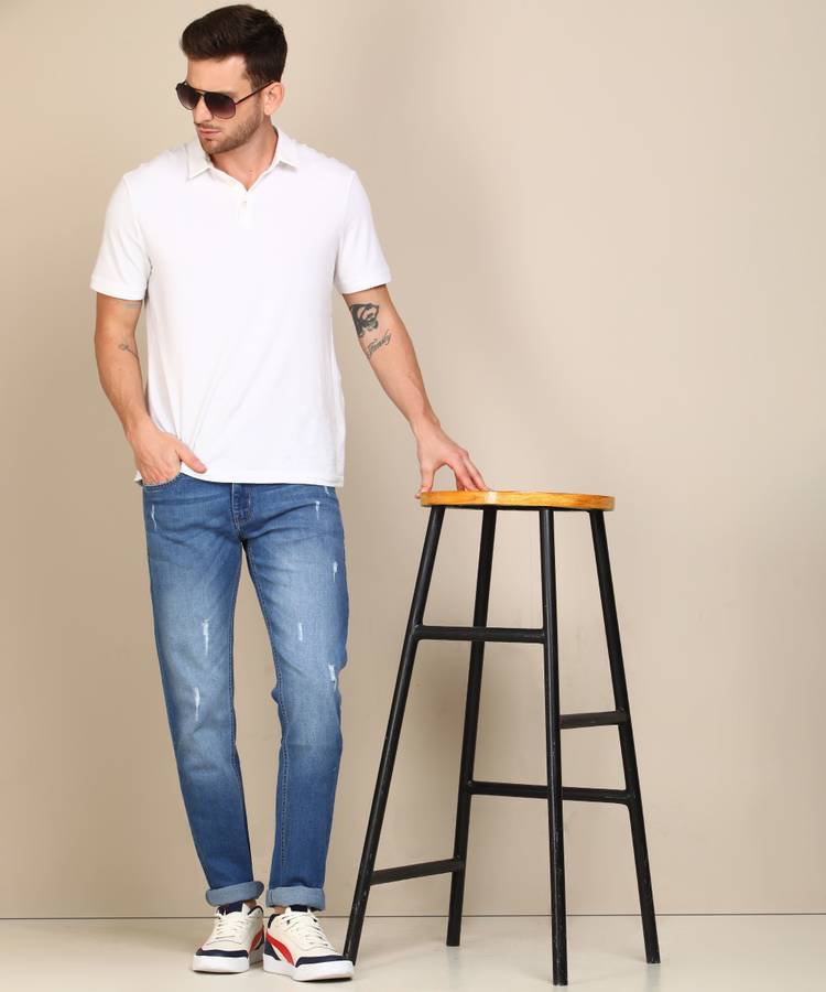 Tapered Fit Men Light Blue Jeans