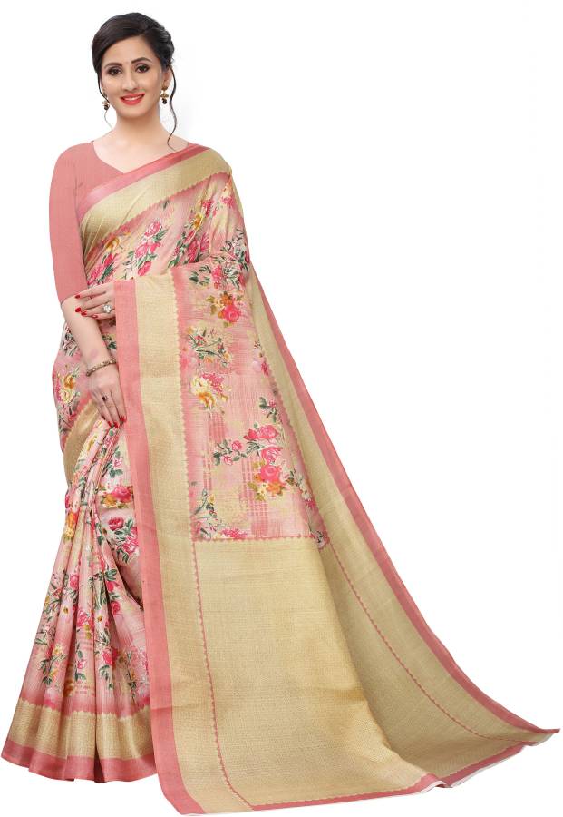 Floral Print Bhagalpuri Khadi Silk Saree Price in India