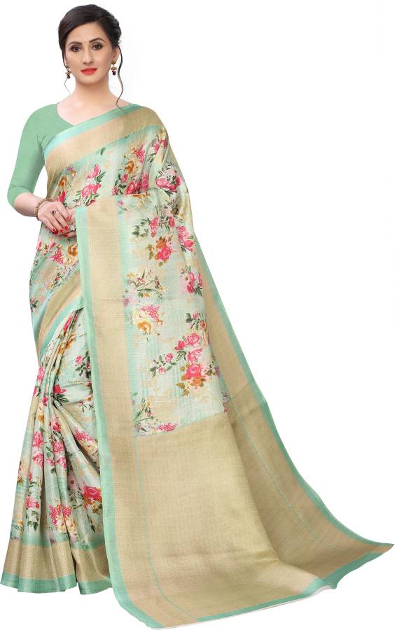 Floral Print Bhagalpuri Khadi Silk Saree Price in India