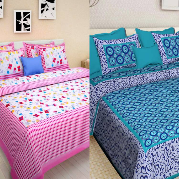pushti enterprises 144 TC Cotton Double Printed Bedsheet