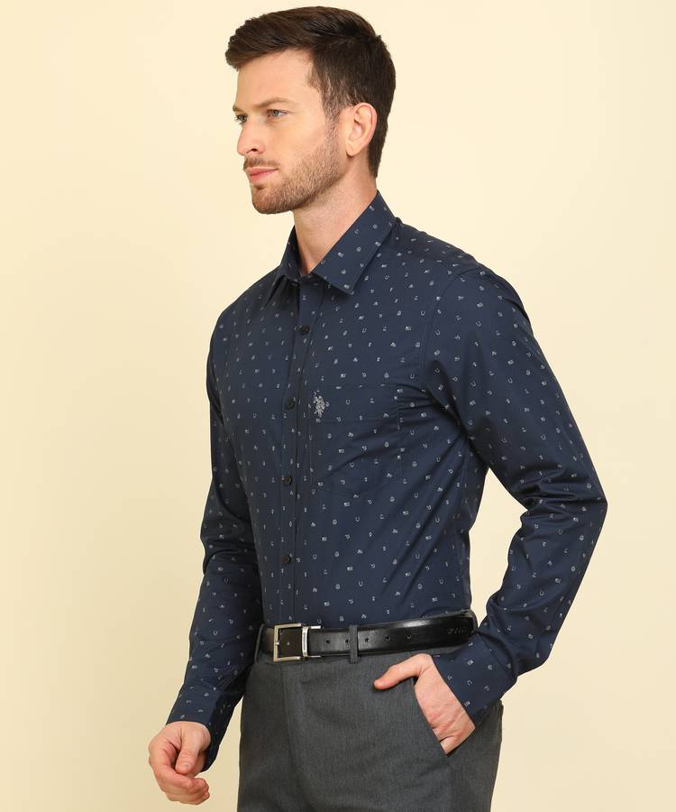 Men Printed Formal Slim Shirt