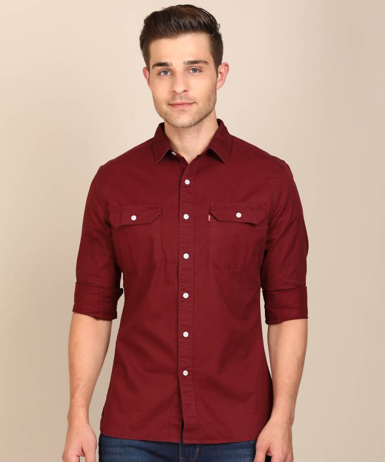 Men Regular Fit Solid Spread Collar Casual Shirt Price in India