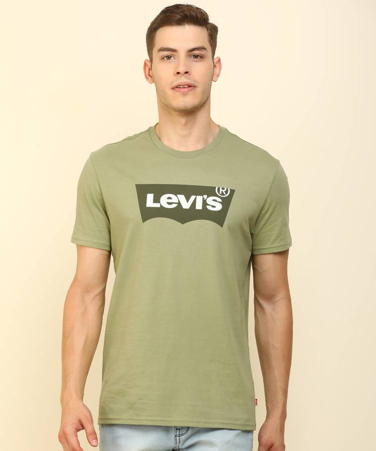 Graphic Print Men Round Neck Green T-Shirt