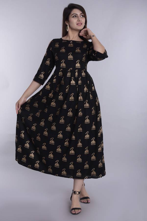 Women Ethnic Dress Black, Multicolor Dress Price in India