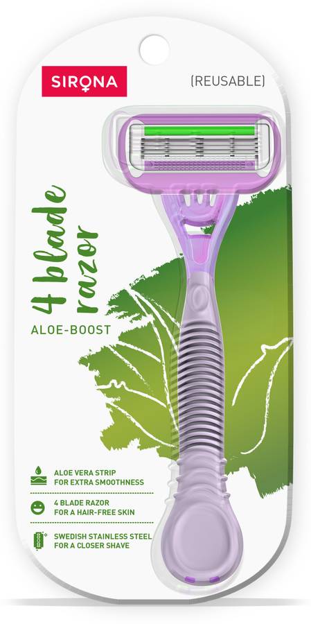 SIRONA Reusable Hair Removal Razor for Women with Aloe Boost, Shaving Razor - Pack of 1