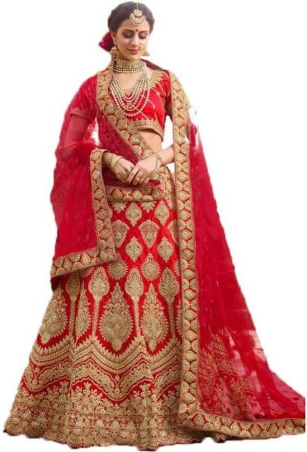 Self Design, Embellished Semi Stitched Lehenga Choli