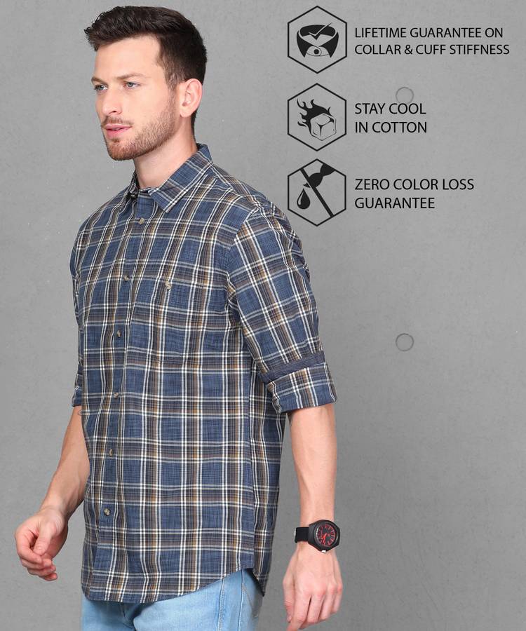 Men Slim Fit Checkered Casual Shirt