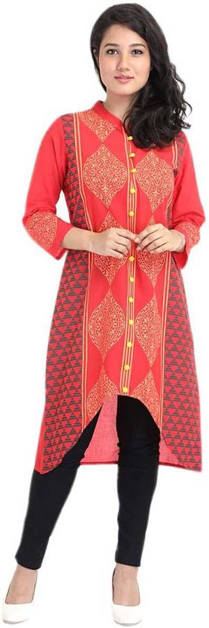 Women Printed Pure Cotton Asymmetric Kurta