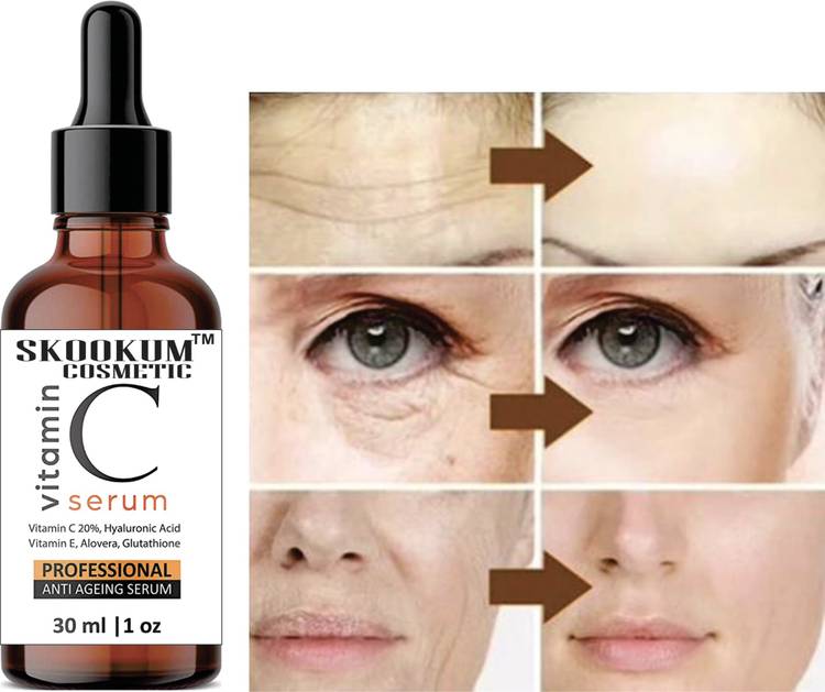 Skookum Vitamin C + E Serum for Face with Hyaluronic Acid For Anti Ageing, Anti Acne & Skin Brightening