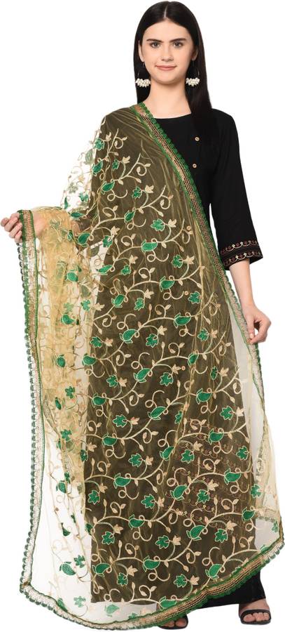 Net Embroidered Multicolor Women Dupatta