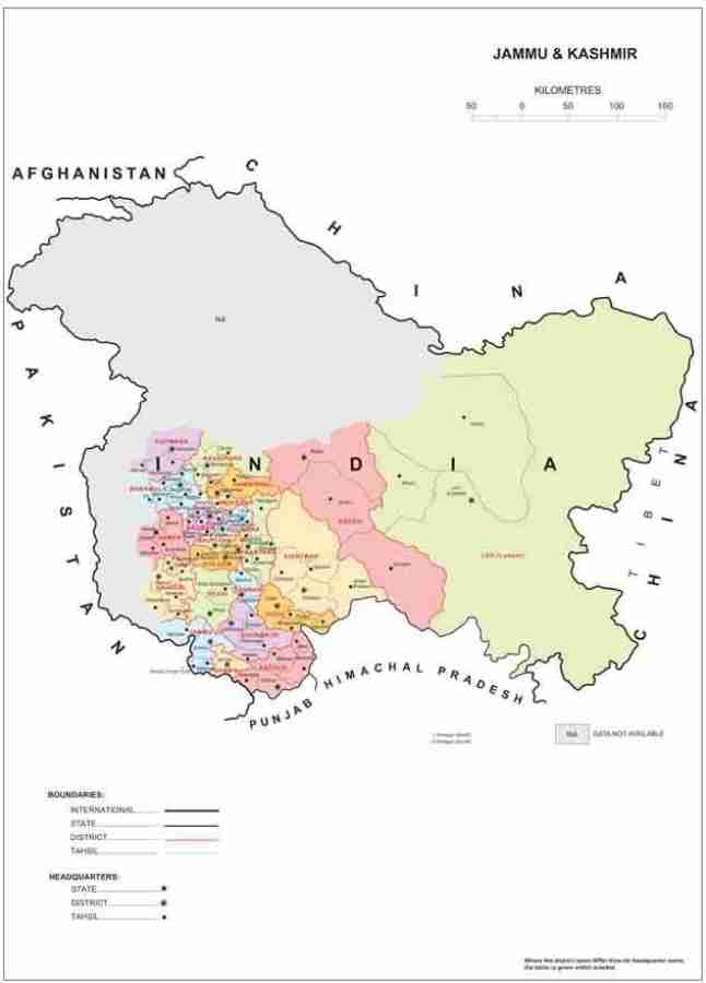 Jammu And Kashmir Map Vinyl Sticker Poster || (24X18 inches) can1845-2 ...