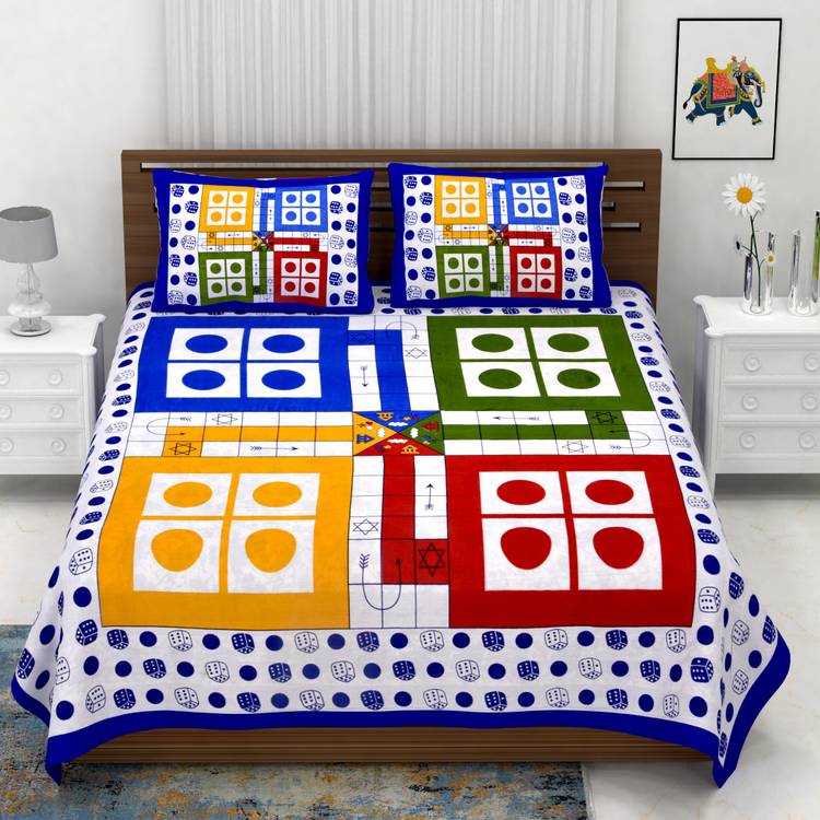 Indras 104 TC Cotton Double Printed Bedsheet
