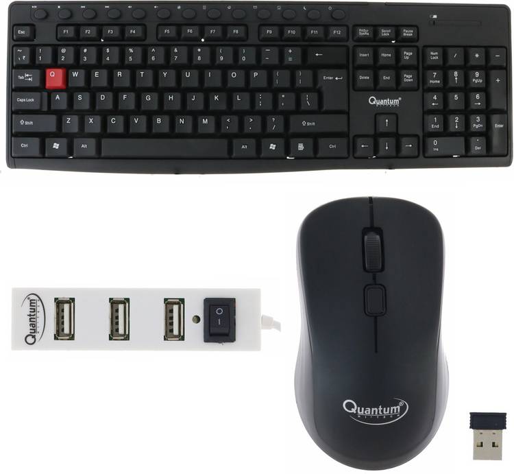 Quantum Hi-Tech QHM 9600 WIRELESS COMBO (KEYBOARD & MOUSE) WITH QHM 6660 USB HUB Wireless Multi-device Keyboard