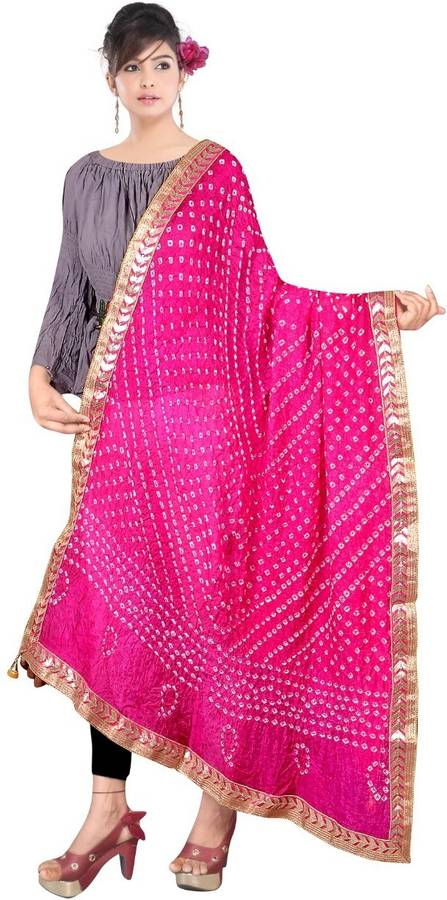 Pure Silk Embellished Pink Women Dupatta