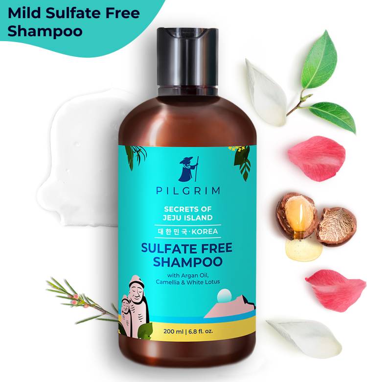 Pilgrim Sulfate Free Shampoo| Non Foaming | with Argan Oil, White Lotus & Camellia | Korean K-Beauty | Cleans Gently, Nourishes & Fights Hair Fall | All Hair Types | Sulfate & Paraben Free Price in India