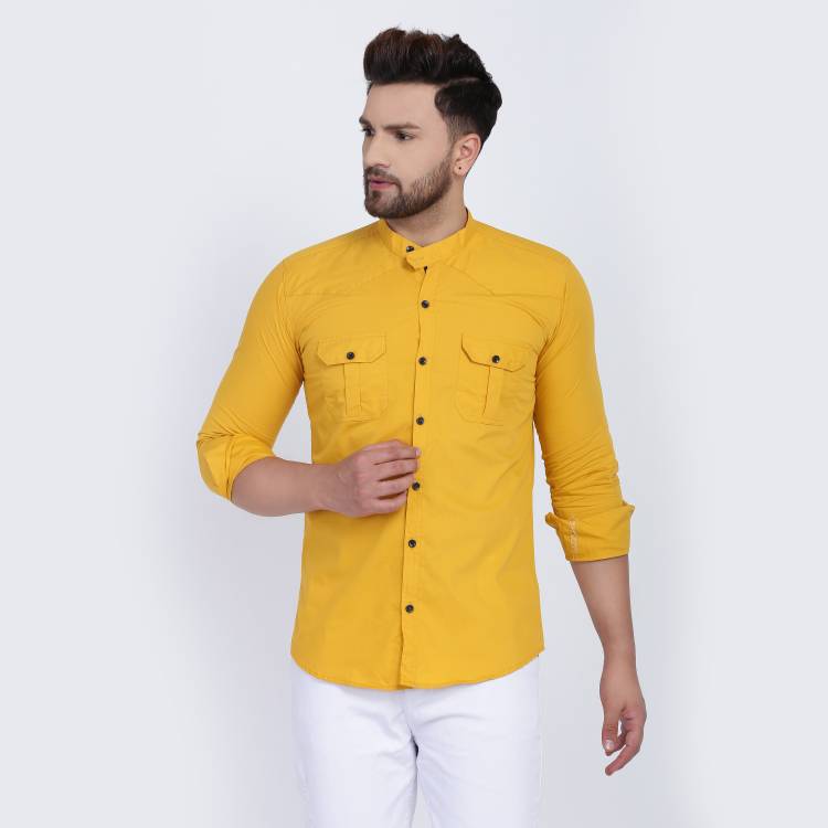 Men Regular Fit Striped Slim Collar Casual Shirt
