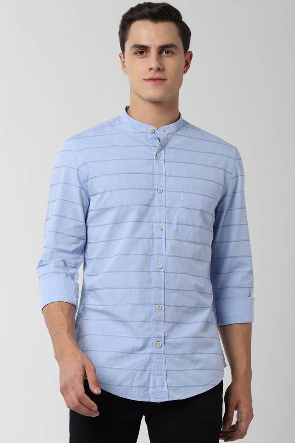 Men Super Slim Fit Striped Casual Shirt