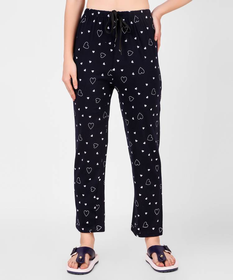 Printed Women Dark Blue Track Pants