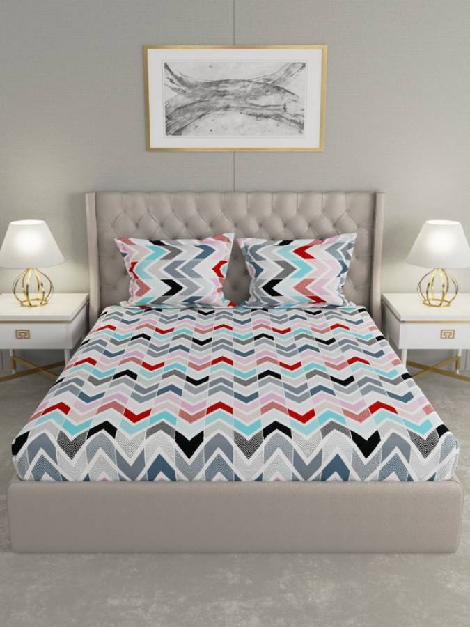 Raymond Home 104 TC Cotton Double Geometric Bedsheet