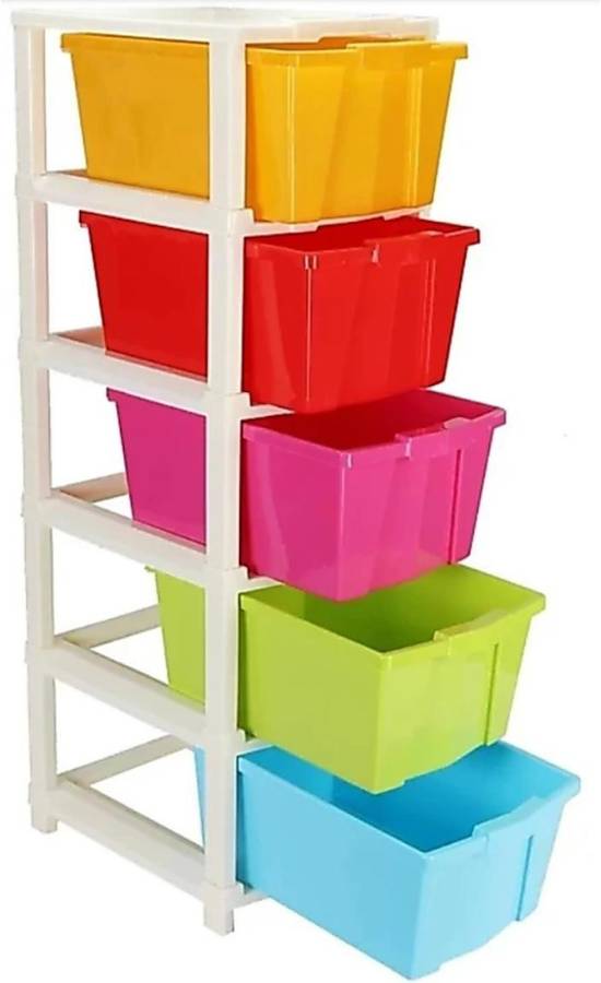 HUMBLE KART Plastic Free Standing Chest of 5 Drawers (Finish Color - Multicolor) Plastic Free Standing Chest of Drawers