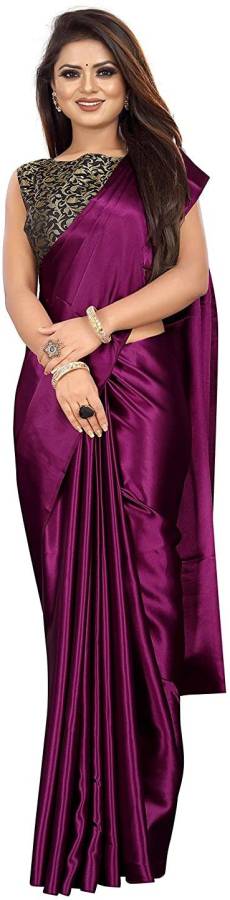Solid Fashion Satin Blend Saree Price in India