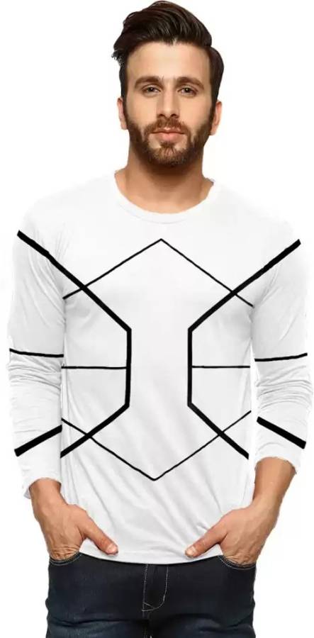 Printed Men Round Neck White T-Shirt