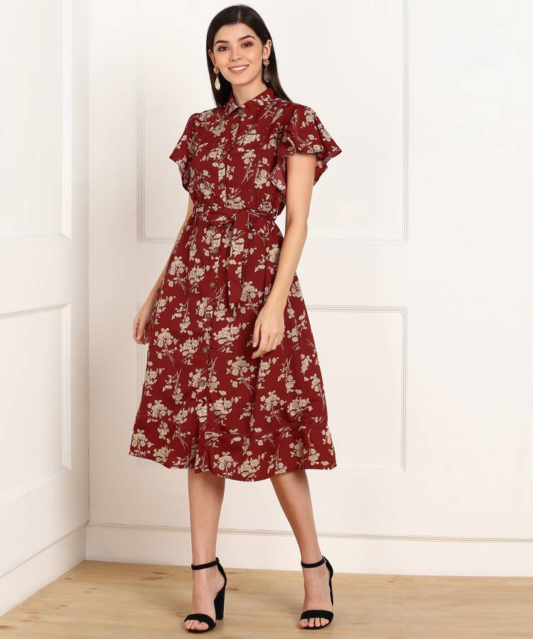 Women Shirt Maroon Dress