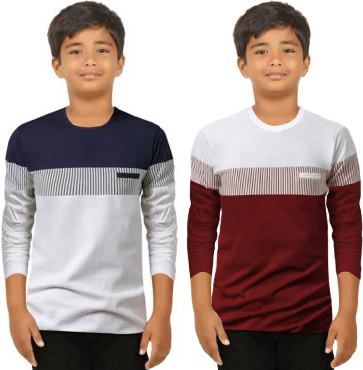 Boys Colorblock Pure Cotton T Shirt Price in India