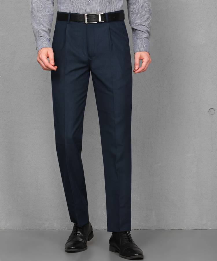 Slim Fit Men Polyester Viscose Blend Green Polyester Viscose Blend Trousers