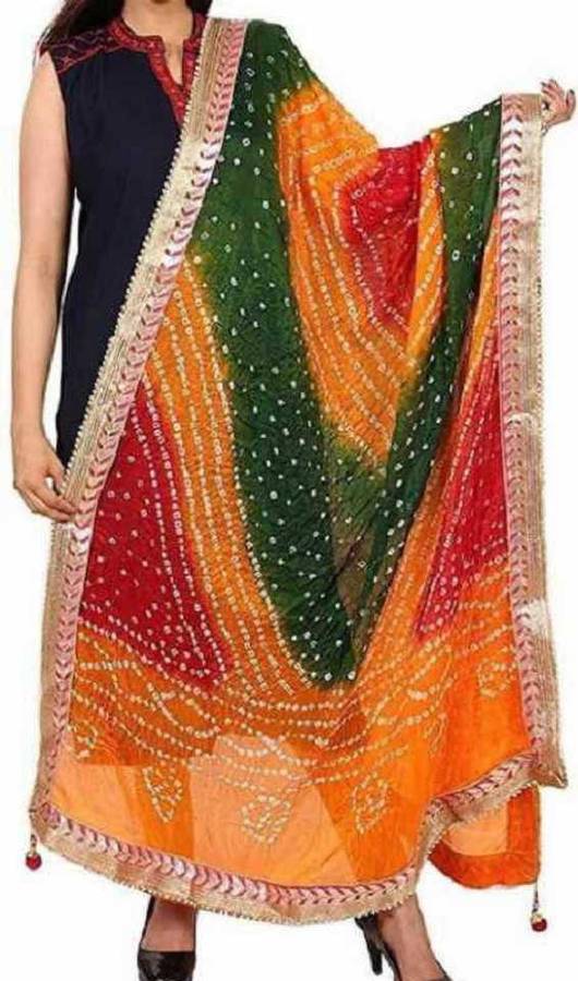 Art Silk Embellished, Printed Multicolor Women Dupatta