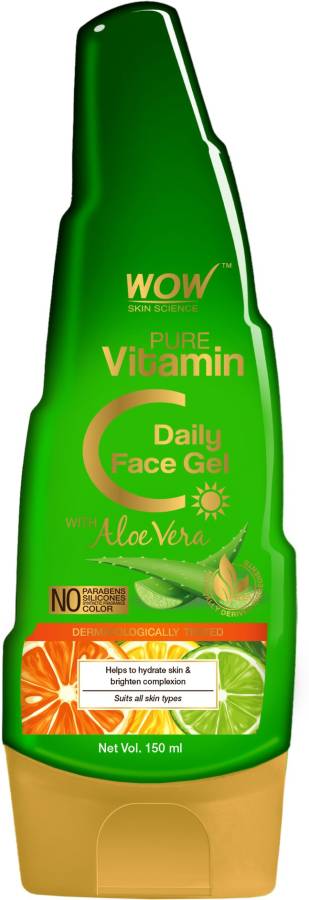 WOW SKIN SCIENCE Pure Vitamin C Daily Face Gel with Aloe Vera - For Hydrating Skin & Brightening - Non Sticky - Light & Quick Absorbing - No Parabens, Silicones, Synthetic Fragrance & Color - 150mL Price in India
