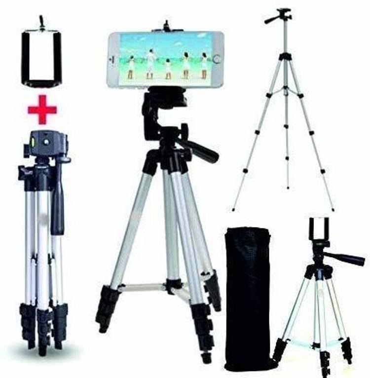Powerpak Aluminum Alloy Tripod Stand with Mobile Holder for Smartphone and Camera | Max Height 1020mm | Payload 2kg (3110) Tripod