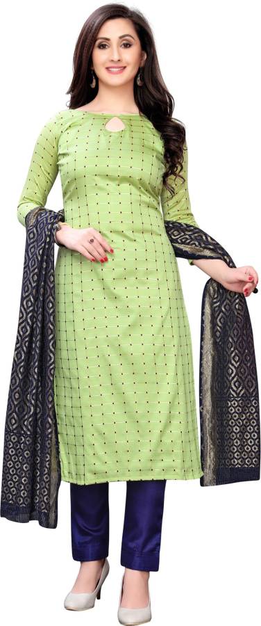 Swaron Poly Silk Checkered, Woven Salwar Suit Material Price in India